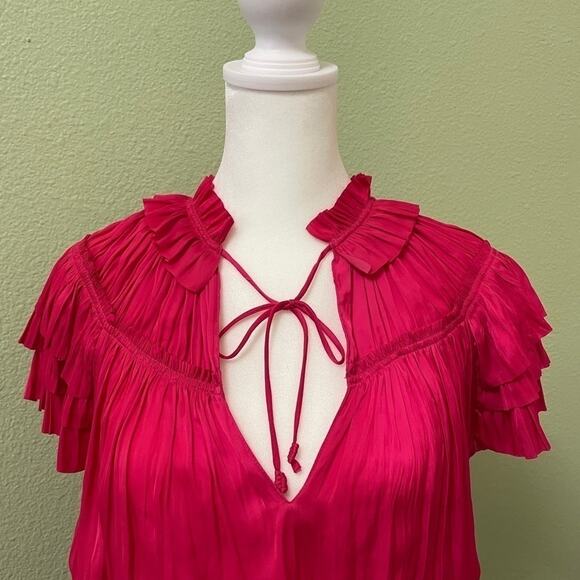 NEW ULLA JOHNSON Vesna Dress Color Orchid Size 10 Tiered Flowy Soft Beautiful - Picture 3 of 14
